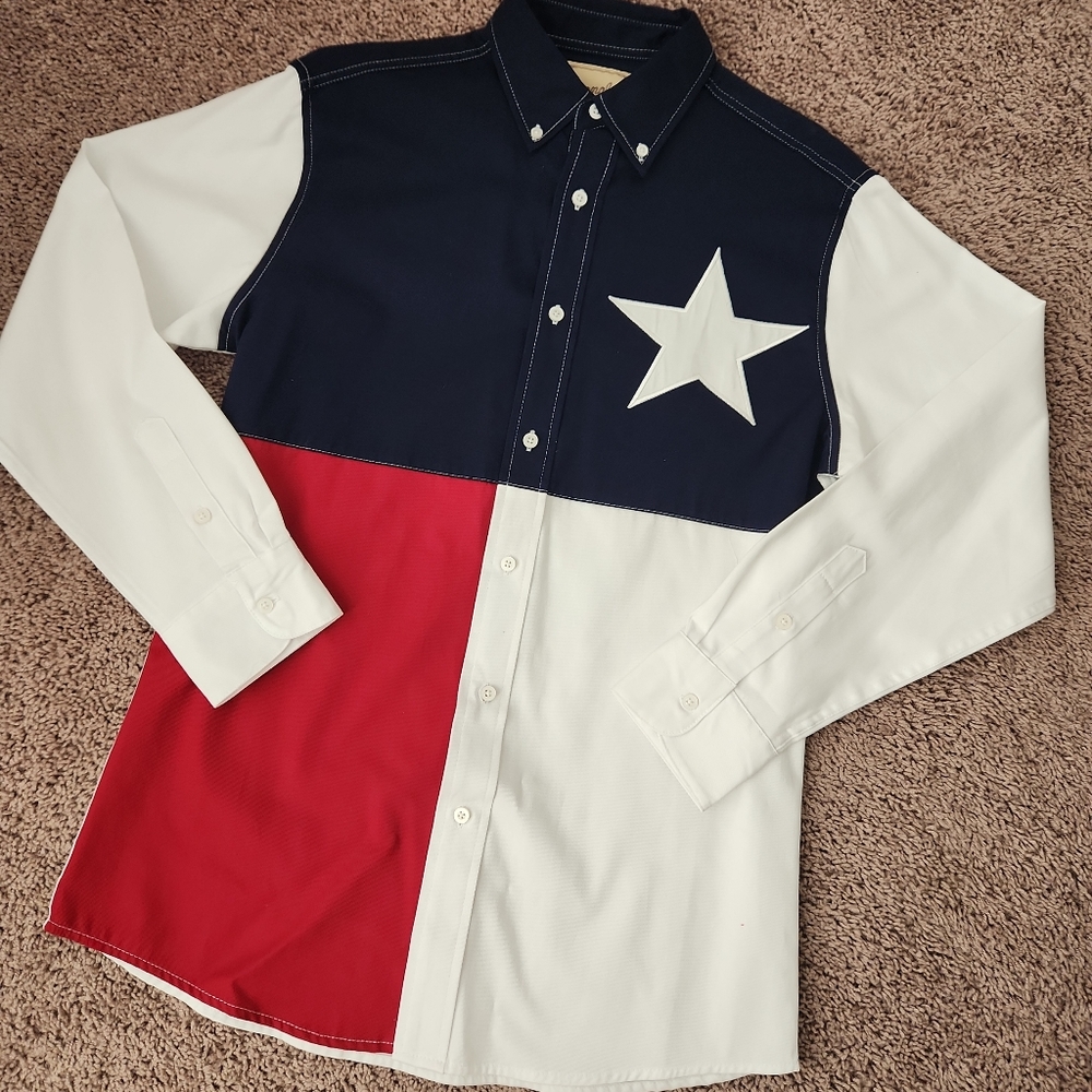 Wrangler Men's Western button up American/Texas Red, White & Blue Sz M New